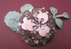 The Velvet Attic - Handmade 3d Paper Tole Flower With Leaves & Diamante - 6 Layers