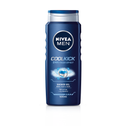 Nivea Men Cool Kick Shower Gel 24H Fresh Effect For Body Face & Hair With Icy Menthol 500ML