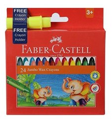 Faber-castell Jumbo Wax Crayons colors - 24 Shades With Free Crayon Holder