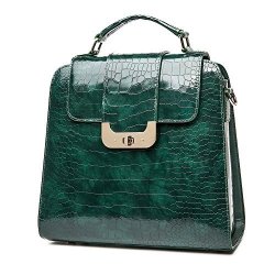 Genuine Leather Handbags For Women Bright Green Embossed-crocodile Cowhide Top-handle Bags Satchels