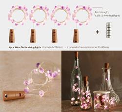 Miya Life Wine Bottle Amethyst String Lights 4 Pack 3.3FT 15 LED With Fairy Copper Wire Used Indoor Outdoor Decoration Halloween Diy Summer Party