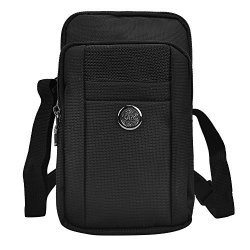 Nylon Outdoor Sports Hiking Cellphone Travel Shoulder Bag Pouch For LG G5 G4 LG G Vista 2 LG V10 Motorola Moto X Pure Edition Black