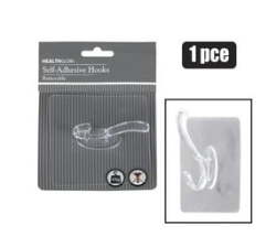 Hook Plastic Self Adhesive Clear 1PC