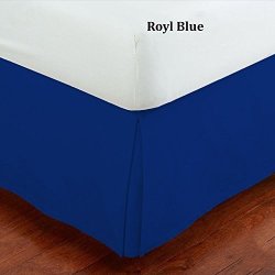 Mk Collection California King 100% Finest Quality Long Staple Brushed Microfiber Comfortable Pleated Bed-skirt Solid Royal Blue New