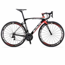 Carbon Road Bike Sava HERD6.0 T800 Fiber 700C Road Bicycle With 105 22 Speed Groupset Ultra-light Wheelset Seatpost Fork Bicycle Black Red 50CM