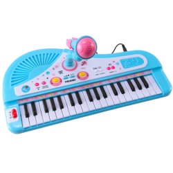 37 Key Kids Electronic Keyboard Piano Musical Toy With Microphone For Children's Toys - Blue