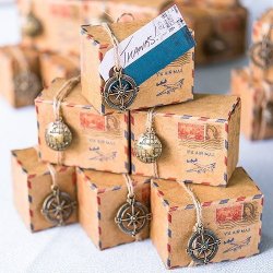 Awtlife 100 pcs Small Vintage Inspired Airmail Wedding Candy Boxes Party Gift... 
