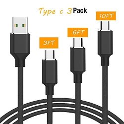 Type C USB Cable 3PACK 3FT 6FT 10FT High Charging Speed USB A Male To Type C Fabric Cords For For Xiaomi MI5 Oneplus
