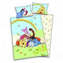 Winnie The Pooh With Rainbow Baby Bedding Cotton Lawn Size 100 X 135 Cm
