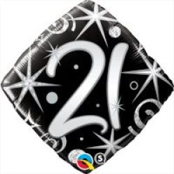 Age 21 Sparks & Swirls Diamond Foil Balloon 46 Cm