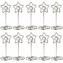 10PCS Table Number Holders Silver Star Shape Photo Holder Stands Place Card Paper Menu Clips Photo Holder Diy Home Wedding Party Decor