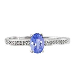 Celestial Blue Oval Tanzanite 925 Sterling Silver Engagement Ring