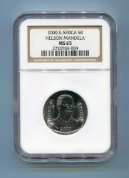 MS65 Ms 65 - Ngc Graded Nelson Mandela Smiley R5 Year 2000 Coin - Super Low Pop - 174 Graded Only