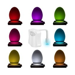 Kingso 2PACK LED Toilet Night Light Motion Activated Seat Sensor Bathroom Lamp Toilet Bowl Light Motion Sensing Night Light 8 Colors