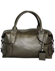 Fino Genuine Leather Shoulder Bag - Silver