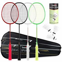 Super Light Badminton Rackets Badminton Racquets Set With Wrapped Overgrip Zalava Badminton Set 4 Pack Carbon Fiber Carrying Bag Included For Beginners And Advanced Players