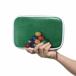 Large Pencil Case American Billiards Pool On Green Table Pen Pouch Leather Cosmetic Brush Set Bag Multifunction Zip Stationery Holder Box For Women Girl