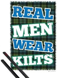 1ART1 GmbH 1ART1 Poster + Hanger: Fun Poster 36X24 Inches Real Men Wear Kilts Scotland And 1 Set Of Black Poster Hangers