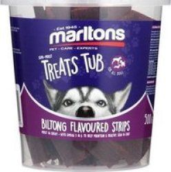 Marltons Semi Moist Treats Tub For Dogs - Biltong Flavoured Strips 500G