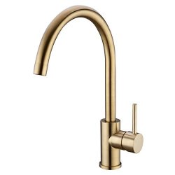 Hanebath Brushed Gold Brass 360 Degree Swivel Hot& Cold Mixer Single Handle Kitchen Sink Faucet
