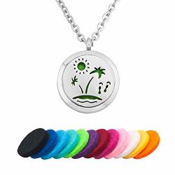 Ev.yi Jewels Love Nature Palm Trees Vacation Aromatherapy Essential Oil Diffuser Necklace Pendant 12 Pads