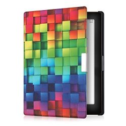 Kwmobile Elegant Synthetic Leather Case For The Kobo Aura Edition 1 Design Rainbow Cubes In Multicolor Green Blue