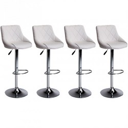 4 X Quilted Pu Bar Chair Set - White