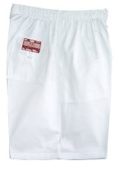 Men's Elastic Waistband 3 Pockets Cotton Twill Solid Shorts In White - S