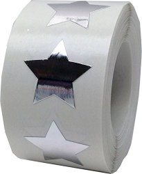 Silver Star Shape Stickers Shiny Metallic Foil Teacher Supplies 3 4 Inch 500 Adhesive Labels