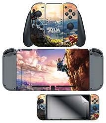 Controller Gear The Legend Of Zelda Breath Of The Wild "link Hilltop View" Nintendo Switch Console Skin + Joy-con Grip Skin + Screen Protector