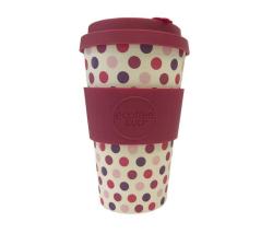 Pink Polka Reusable Bamboo On-the-go Coffee Cup