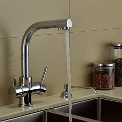 Jiuzhuo Double Handle Swivel Spout Chrome Faucet Water Filter Kitchen Sink Faucet Mixer Tap