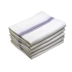 Kitchen Towel 045X070CM Plain White Stripe Castlerock Design 2005 5 Pack