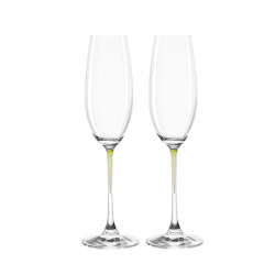 Clear Champagne Glass With Green Stem La Perla Set Of 2