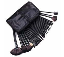 32 Piece Cosmetic Makeup Brush Set With Pouch-black