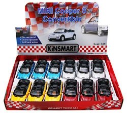 Kinsmart MINI Cooper S Convertible Diecast Car Package - Box Of 12 1 28 Scale Diecast Model Cars Assorted Colors