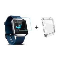 Generic Fitbit Blaze Tpu Silicone Protective Case - With Glass Screen Protector