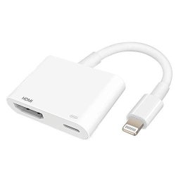Lightning To HDMI Adapter Lightning To Digital Av Adapter 1080P With Lightning Charging Port For Select Iphone Ipad And Ipod Models And Tv Monitor