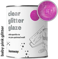 Hemway 1L Clear Glitter Paint Glaze For Pre-painted Walls Acrylic Latex Emulsion Ceiling Wood Varnish Dead Flat Matte Soft Sheen Or Silk 34 Variations Baby Pink