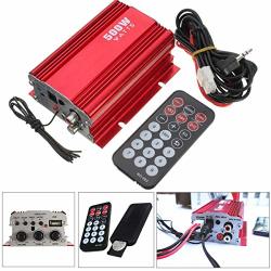 500W 12V Car Motorcycle Motorbike 2CH 2 Channel Audio Amp Amplifier USB MP3 Fm Red Auto Audio Power Amplifier Player
