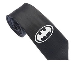 Uyoung Cool Batman Symbol Black Men's Woven 2.5" Skinny Tie