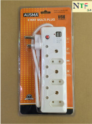 6 Way Multi-plug With Usb Charger 2 Year Warranty