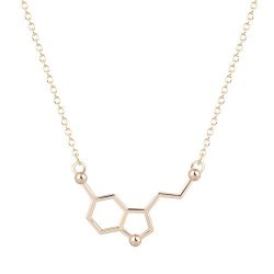 Chain Necklace Serotonin Molecule Chemistry Necklace Long Minimalist Choker Necklace Gold Necklace