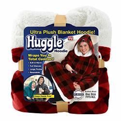 Ontel Huggle Hoodie Ultra Plush Blanket Buffalo Plaid One Size