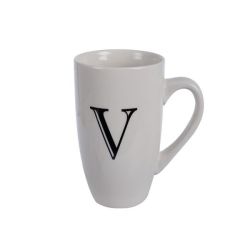 Kitchen Accessories - Mug - Letter 'v' - Ceramic - White - 5 Pack
