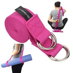 Wisdompro Yoga Strap Stretch Band 6 Feet With 4 Adjustable D-ring Buckle Durable Yoga Mat Carrier Sling Exercise Strap For Daily Stretching Physical Therapy