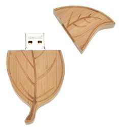 FEBNISCTE Wooden Leaf Shape 16GB USB 2.0 Flash Drive Storage Memory Stick