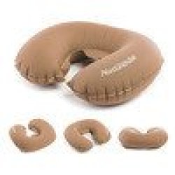 Naturehike Portable Folding Air Inflatable Pillow Outdoor Travel Kits Neck Blow Up Cushio... - Brown