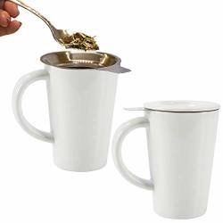 Primula 2 Pack 14OZ Stainless Steel Loose Tea Infuser And Ceramic Coffee Mug Fine Mesh Strainer