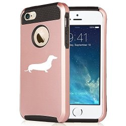For Apple Iphone 6 Plus 6S Plus Rose Gold Shockproof Impact Hard Case Cover Dachshund Rose Gold Black